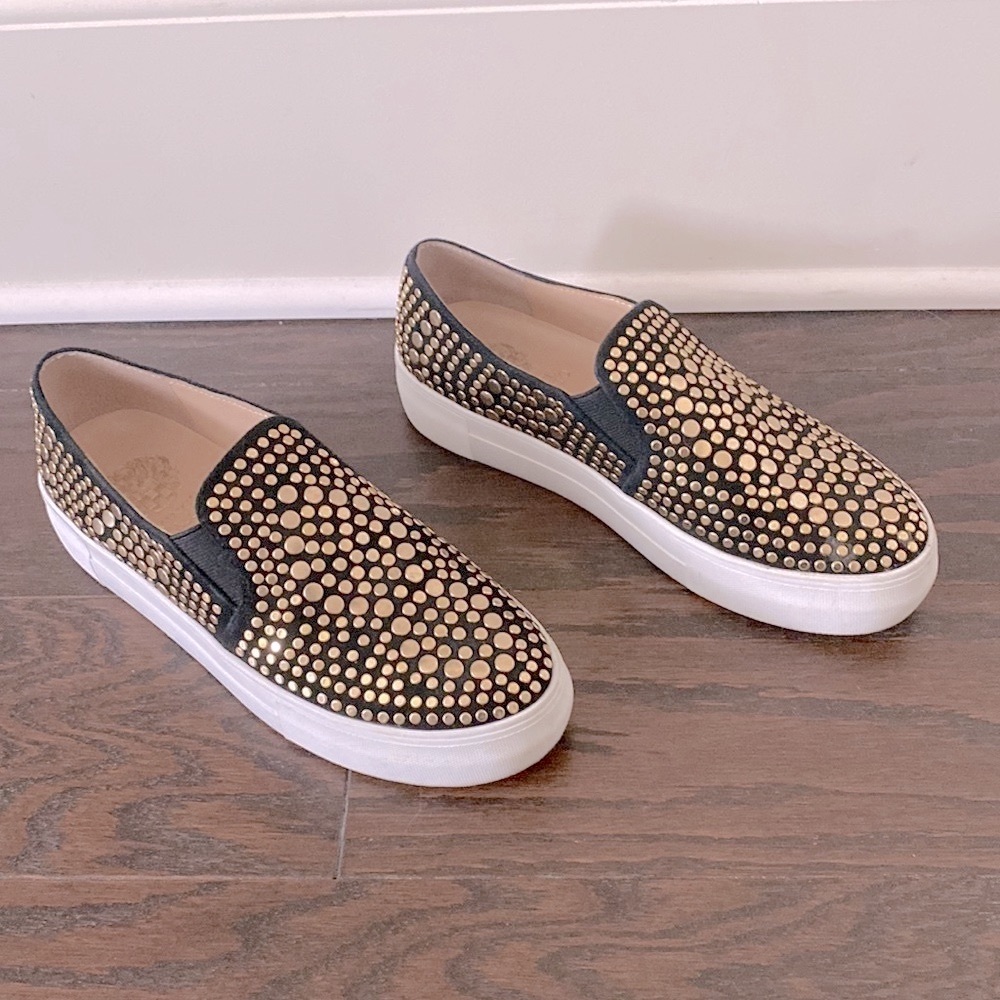 Vince Camuto Slip On Sneaker - worn once - gold and black